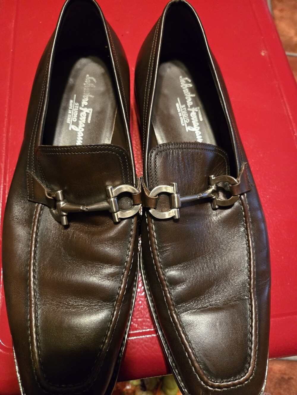 Salvatore Ferragamo Dark Brown Leather Bit-Detail Loafers